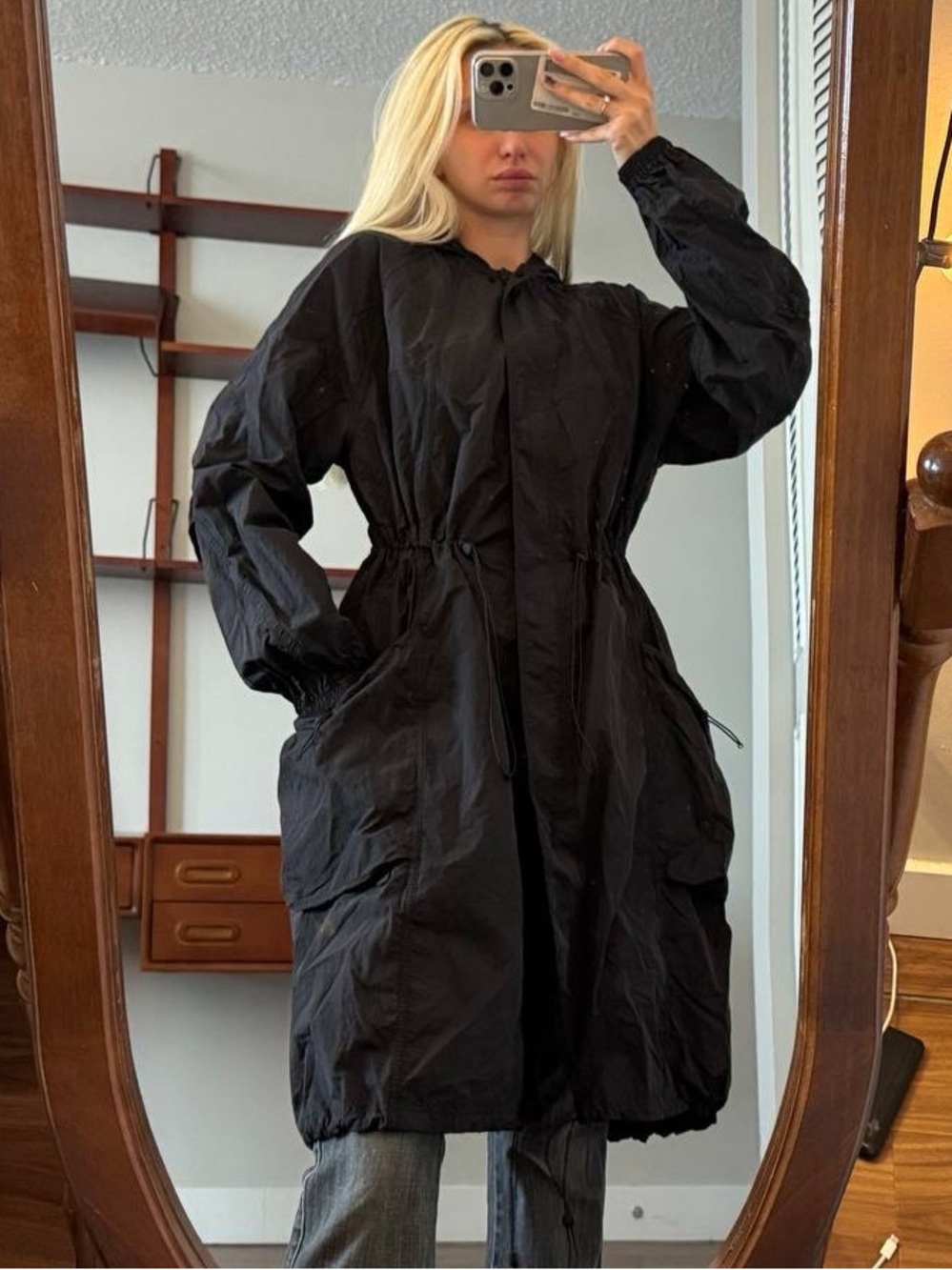 lululemon athletica Black Drawstring-Waist Trench Coat